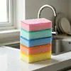 Esponja de limpeza colorida dupla face para uso na cozinha, lavagem de louça e esfregar panelas e frigideiras; bloco de esponja espesso, de alta densidade, absorvente, atacado