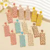Brincos de Liga de Diamante com Contas de Arroz e Letras em Inglês, Moda Europeia e Americana Nova, Simples e Elegantes, para Mulheres