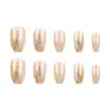 Unhas Postiças Gradiente Champagne Outono/Inverno, Pontas de Unha Brilhantes Cor Xiangfei Simples, 24 Peças Unhas Postiças Tendência Tiktok
