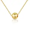 Colgante de collar con diseño de bola de cobre chapado en oro, cadena para la clavícula para mujer, joyería simple y versátil de aleación de cobre al por mayor del fabricante