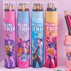 Lápis de Cor Sanrio Pet Fofo em um Barril com Apontador, Canetas de Desenho Estudantil Kuromi de Alto Valor, Canetas de Colorir, Lápis de Cor