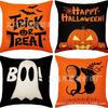 Funda de almohada popular de Halloween transfronteriza, murciélago, fantasma, sofá, decoración del hogar, funda de almohada de lino, funda de almohada de un solo lado