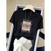 Camiseta Informal de Manga Corta de Algodón Morado Ciruela de Moda para Mujer