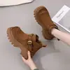 Botas Femininas Estilo Britânico com Forro, Novidade Outono/Inverno 2026, Comércio Exterior, Botas de Cano Curto Vintage com Solado Grosso para Aumento de Altura, Vendas Transfronteiriças