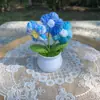 Producto Terminado: Girasol, Rosa, Lirio del Valle, Tulipán, Planta Pequeña en Maceta Tejida a Mano con Hilo, Decoración de Oficina, Adorno para Coche, Regalo