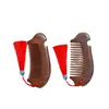 Pente de Sândalo Preto Natural, Personalizável com Logo, Pente de Peixe Portátil, Pente Massageador de Couro Cabeludo, Pente de Dentes Largos, Pente de Madeira Maciça