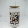 Copo Mason Jar de Vidro 16oz para Cerveja Cola Água com Logotipo Personalizado de Natal em Estoque Transfronteiriço Sublimação