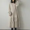 Vestido sudadera de longitud media, holgado, para primavera/otoño, de fabricación japonesa, con dobladillo fruncido, mangas largas y longitud por encima de la rodilla para mujer
