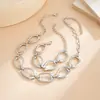 Joyería Transfronteriza Europea y Americana, Collar Hueco de Empalme Ovalado de Nicho de Lujo Ligero, Cadena Geométrica Metálica para Clavícula Estilo Ins