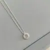 Colar de Prata de Lei S925 com Jade Natural Ágata Branca Estilo Vintage Coreano Luxo Leve Diamante Brilhante Moda Toque de Alto Padrão Corrente para Clavícula