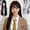 Venta al por mayor de fábrica Peluca popular japonesa y coreana para mujer Cabello largo lacio Flequillo de caricatura Cabello largo hasta la cintura Tocado de fibra química Suministro de fuerza