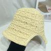 Corea del Sur Moda de Nicho Apertura Trasera Sombrero de Pescador Tejido para Niños Primavera y Verano Cara Pequeña Hueco Transpirable Sombrero Cubo Protector Solar