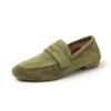 Estilo Inglés Simple Otoño e Invierno 2024 Mocasines Planos de Cachemira Antipelusa Punta Redonda Cuero Boca Profunda Zapatos de Una Capa para Mujer Talla 42 plus
