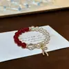 Pulseira Colorida Nova Estilo Meia Pérola Meia Ágata para Mulheres, Pulseira de Alto Padrão Estilo Ins, Joias Femininas, Joias para Live Stream