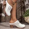Zapatillas Cruzadas de Talla Grande con Tacón Grueso Cerradas para Mujer 2026 Verano Nuevas Ligeras Caladas Sandalias de Exterior para Mujer