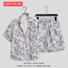 Camisa de Flores Hawaianas Traje de Playa Verano Delgado Sanya Viaje Pareja Hombre y Mujer Talla Grande Pantalones Casuales Sueltos