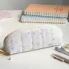 Estojo de lápis com bolinhas pretas, bolsa de lápis portátil estilo ins para estudantes, bolsa fofa de armazenamento de material escolar estilo japonês para meninas