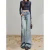 Jeans de cintura alta e perna larga para mulheres, corte reto, modelagem solta, que emagrece, com caimento fluido, comprimento até o chão, novo estilo outono 2026