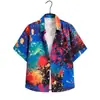 Camisa Floral Retro Estilo Perezoso Estilo Hong Kong, Unisex, Estampado Floral Fresco y Elegante, Estilo Vacaciones en la Playa, Camisa Holgada de Media Manga, Moderna