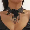 Joias Transfronteiriças Europeias e Americanas Pingente de Franja Corrente para Clavícula Gargantilha de Renda Moda Versátil Corrente de Pescoço para Casamento Acessórios para Mulheres