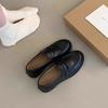 Mocassins Planos para Mulheres, Estilo Britânico Preto para o Trabalho Sapatos Retrô, Versáteis Casuais Slip-On de Salto Baixo Sapatos Pequenos de Couro