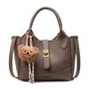Popular Transfronterizo Simple Patrón de Lichi Multitud Pequeña Viajero Bolso Cubo Portátil para Mujer Casual Color Sólido Todo-fósforo Bolso Cruzado