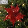 Decoraciones de flores navideñas lentejuelas doradas rojas brillo hecho a mano cola de fénix simulación flor navideña accesorios para árbol de Navidad
