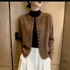 Moda Casual Roupas Femininas 2026 Outono/Inverno Novo Estilo Cardigan de Tricô Solto Feminino Gola Redonda Botão Tricô Suéter Quente