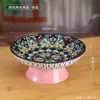 Elegante y creativa bandeja de té y pasteles de pie para uso doméstico, plato de cerámica para frutas y pasteles, juego de té estilo Zen y bandeja de servicio para invitados
