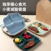 Amazon Plato Cuadrado de Paja de Trigo Compartimentado para Cena Plato para Desayuno de Verduras Plato para Almuerzo Cuantitativo Reducción de Grasa Plástico para Snacks