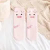 Meias de Chão de Desenho Animado de Porco Fofo de Coral Fleece para Mulheres, Meias de Dormir Femininas Meio Veludo Espessadas, Venda Quente Transfronteiriça