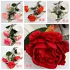 Flor Artificial Decorativa de Lujo Flor de Rocío Peonía de Tres Pétalos Arreglo Floral de Boda Guía de Camino Decoración de Boda Rama de Camelia Flor Artificial