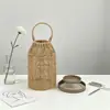 Pantalla de Lámpara Portátil Tejida a Mano, Mimbre de Imitación, Sala de Té Estilo Zen Retro, Decoración de Bed & Breakfast, Lámpara Colgante, Iluminación Solar para el Hogar