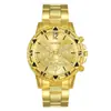 Conjunto de 4 Peças de Relógio Masculino Transfronteiriço High-End Mostrador Grande Relógio de Pulso a Quartzo Masculino de Negócios Conjunto de Anel Pulseira Colar