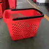 Carrito de Compras de Supermercado Comercial Cesta de Arrastre de Cuatro Ruedas Cesta de Plástico para Frutas y Verduras de Mano Cesta para Comestibles Cesta para Frutas y Snacks