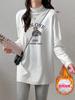 Camiseta Interior de Polar para Mujer con Cuello Semi-alto para Otoño e Invierno Engrosada Interior de Longitud Media Apilada Apilada Top Elegante
