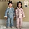Pijama de Invierno Espesado para Niñas, Cálido, Forro Polar para Bebé, Acolchado de Tres Capas, Conjunto de Ropa de Casa para Niños y Niñas