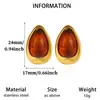 Pendientes de Aro Maillard de Lujo Ligero de Alta Gama para Mujer, Pendientes Redondos de Color Ámbar, Pinzas para Orejas Elegantes de Acero Inoxidable de Color Ámbar