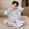 Pijama Infantil Primavera y Otoño Manga Larga Estilo Delgado Niñas Niñas Pequeñas Cuello Solapa Ropa de Casa Dibujos Animados Lindos Súper Lindos Set para Bebé