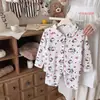 Pijama Infantil Outono/Inverno para Meninos e Meninas, Lã e Seda, para Crianças Maiores, Conjunto para Casa, Cardigã com Gola Reversível Duas Peças para Bebê