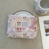 Bolsa Cosmética Linda Azul Caricatura Mini Billetera Algodón Puro Bolsa Pequeña de Tela Auriculares Lápiz Labial Bolsa de Almacenamiento Portátil