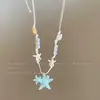 Estilo Oceánico de Verano Dopamina Colorida Colgante de Concha Estrella de Mar Cadena para Clavícula Nicho de Alto Valor Personalidad Cadena para el Cuello Versátil