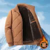 2026 Nova Jaqueta de Soft Shell Administrativa de Algodão Masculina para Meia-Idade e Idosos Jaqueta Masculina Roupa Exterior com Plus Veludo Plus Grossa Outono e Inverno Gola Alta