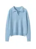 Suéter de Punto Consinee 100% Cachemira Pura con Cuello Polo para Mujer, Suave y Amigable con la Piel, Estilo Versátil para Capas, Suéter Interior