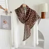 Bufanda de Georgette de Seda con Cinta para Primavera y Verano, Bufanda Larga con Estampado Fresco, Estilo Nuevo para Mujer, Versátil para el Trabajo, Chal Decorativo de Protección Solar