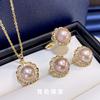 Nuevo Conjunto de Perlas de Agua Dulce Más Vendido en Otoño: Conjunto de Tres Piezas: Collar, Pulsera y Aretes 8-9mm Exportación
