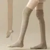 Meias Empilhadas, Meias Femininas para Primavera e Outono Acima do Joelho, Meias de Inverno Antiderrapantes para Panturrilha, Meias Longas 100% Algodão, Meias Bonitas para Pernas, Meias de Compressão Femininas