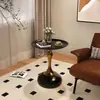 Mesa redonda pequeña, mesita auxiliar de lujo ligero para sofá, mesa de té pequeña para el hogar en la sala de estar, mesa auxiliar, mesa de rincón retro, almacenamiento de noche de hierro forjado, balcón