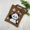 Bolsa de Tricô Ins Desenho Panda Feminina Moda para Carregar na Mão Grande Capacidade Bolsa de Ombro Bolsa Transversal Bolsa