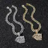 Cadena Cubana de Hombres de Estilo Nuevo Transfronterizo Europeo y Americano Cadena Cubana Completa con Diamantes Colgante de Naipe Estilo Hip-Hop Collar